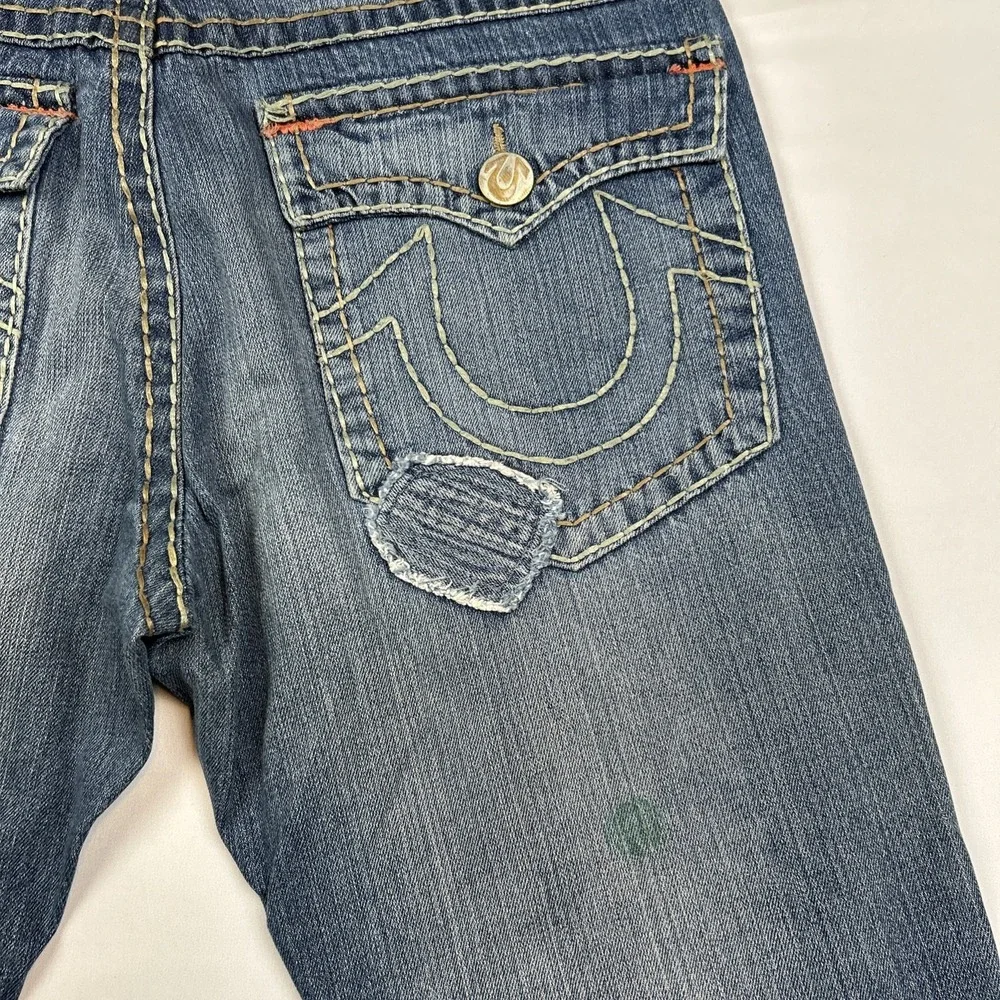 VTG True Religion Billy Super T Jeans 38x32 Made In USA Blue Denim Flare Bootcut